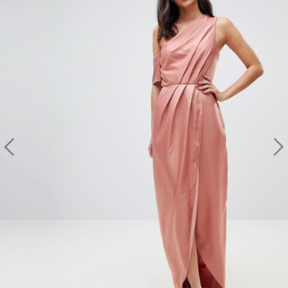 ASOS Dresses & Skirts - ASOS Rose Gold 1-Shoulder Maxi Dress